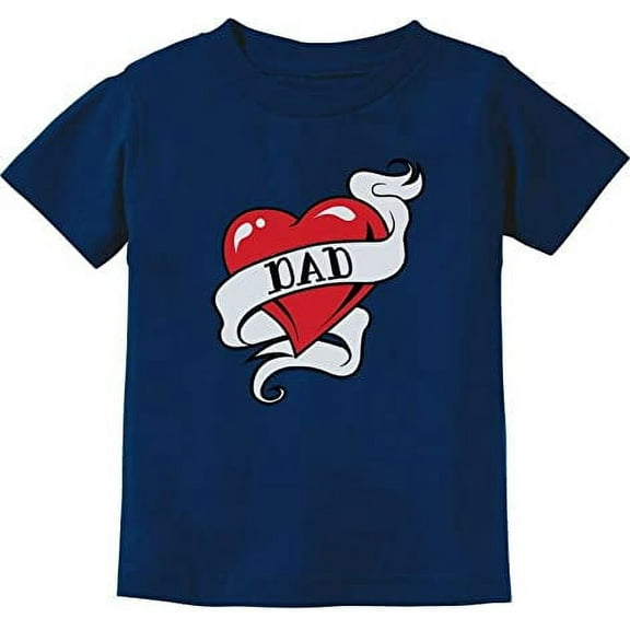 Tstars Dad Heart Tattoo Valentine's Day Gift - Love Dads Toddler Kids T-Shirt - Cute and Comfortable Toddler Shirt for Boys and Girls - Ideal Gift for Valentine's Day, Father's Day, and Birthdays-Navy