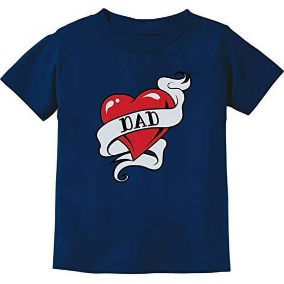Tstars Dad Heart Tattoo Valentine's Day Gift - Love Dads Toddler Kids T-Shirt - Cute and Comfortable Toddler Shirt for Boys and Girls - Ideal Gift for Valentine's Day, Father's Day, and Birthdays-Navy