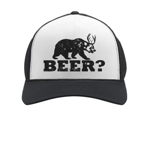 Tstars - Deer Beer Bear - Funny Vintage Style Retro Trucker Hat Mesh Cap One Size black/white