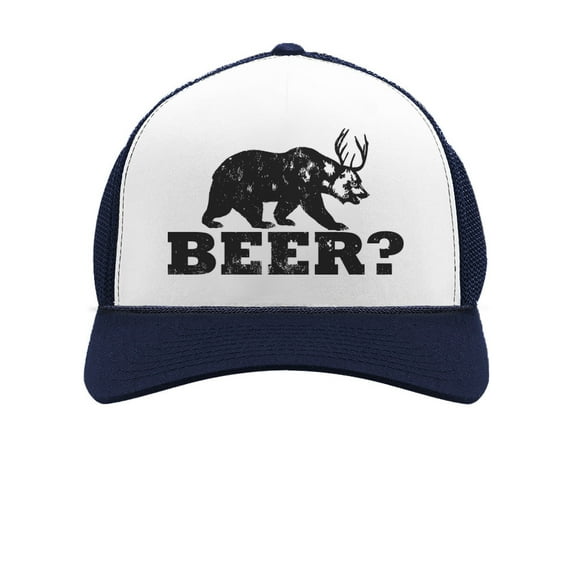 Tstars - Deer Beer Bear - Funny Vintage Style Retro Trucker Hat Mesh Cap One Size navy/white