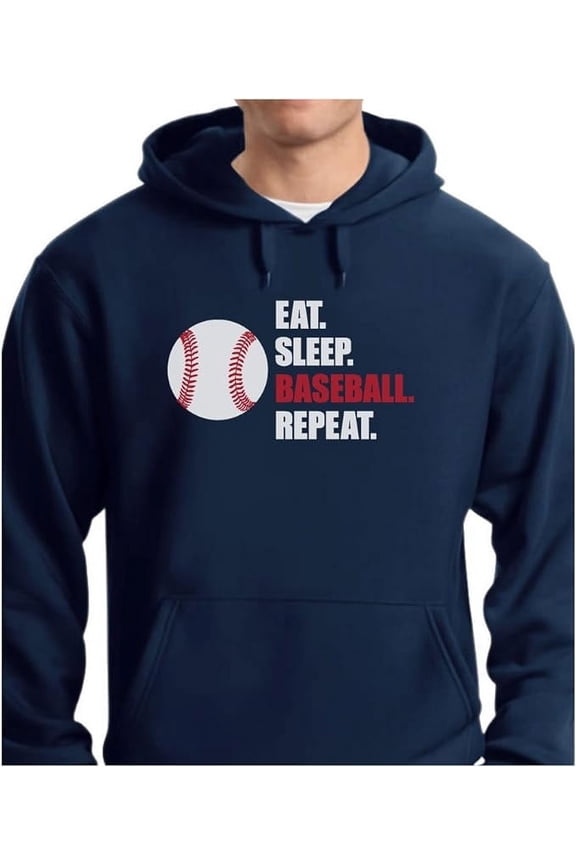 Eat Sleep Baseball Repeat Hoodie - Gift for Baseball Fans - Ideal for Birthday or Christmas - Cool Sports-Themed Sweatshirt - Baseball Lover's Apparel - Men's Baseball Team Fandom Hoodie