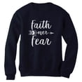 thumbnail image 1 of Tstars - Faith Over Fear Christian Fashion Gifts Women Sweatshirt Large Navy, 1 of 4