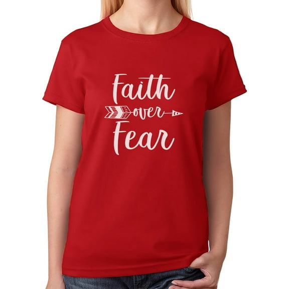 Tstars - Faith Over Fear Christian Fashion Gifts Women T-Shirt X-Large Red