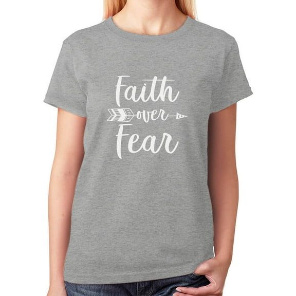 Tstars - Faith Over Fear Christian Fashion Gifts Women T-Shirt XX-Large Gray