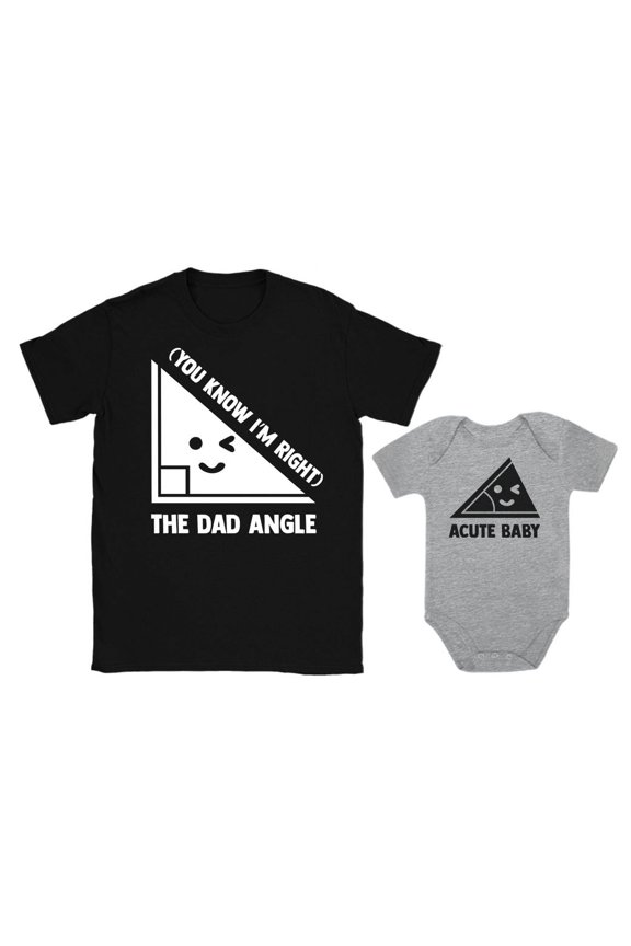 Fathers Day Dad and Baby Shirts Funny Nerdy Mens Shirt Daddy and Son Matching Baby Gray NB (0-3M) / Dad Black Small