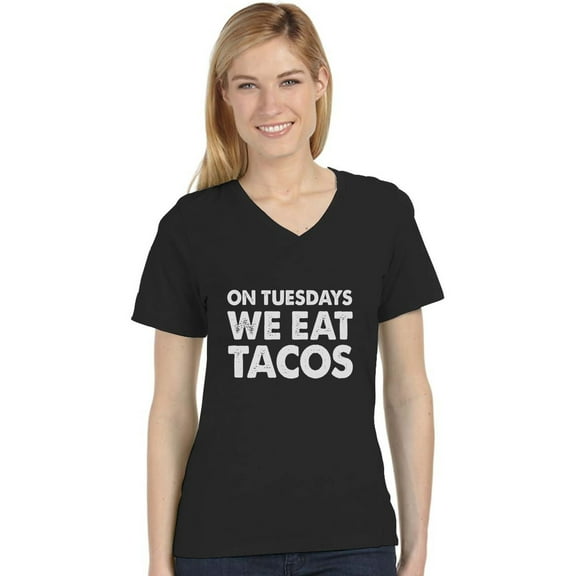 Tstars - Fitness Taco Funny Gym Mexican Food V-Neck Fitted Women T-Shirt Large Black