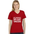 thumbnail image 1 of Tstars - Fitness Taco Funny Gym Mexican Food V-Neck Fitted Women T-Shirt Small Red, 1 of 1