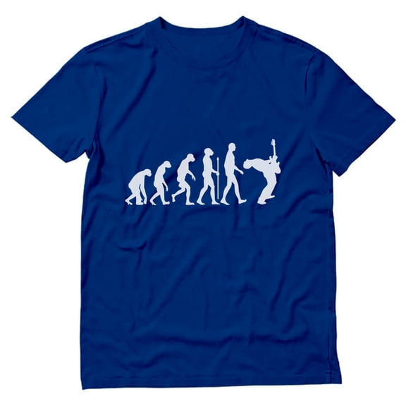 Tstars - Funny Musician Evolution of a Rock Guitarist Rocker T-Shirt Medium Blue