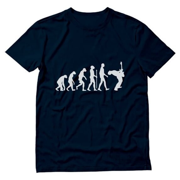 Tstars - Funny Musician Evolution of a Rock Guitarist Rocker T-Shirt Small Navy