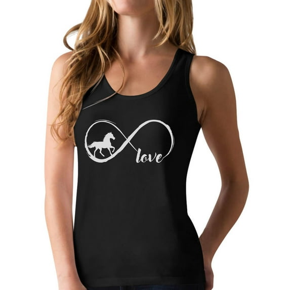 Tstars - Gift For Horse Lover Infinite Love Racerback Tank Top Medium Black
