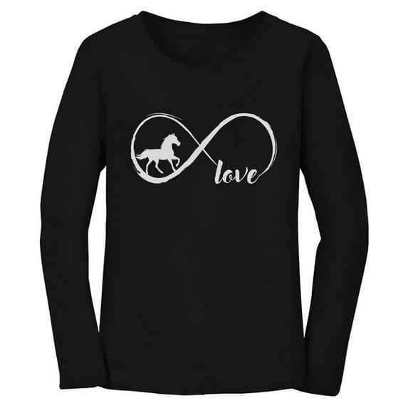 Tstars - Gift For Horse Lover Infinite Love Women Long Sleeve T-Shirt Large Black