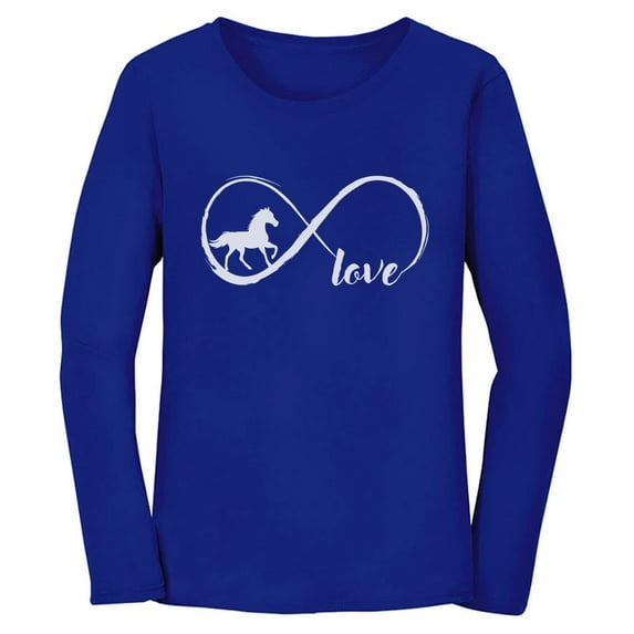 Tstars - Gift For Horse Lover Infinite Love Women Long Sleeve T-Shirt Medium Blue