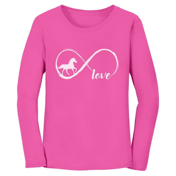 Tstars - Gift For Horse Lover Infinite Love Women Long Sleeve T-Shirt XX-Large Pink