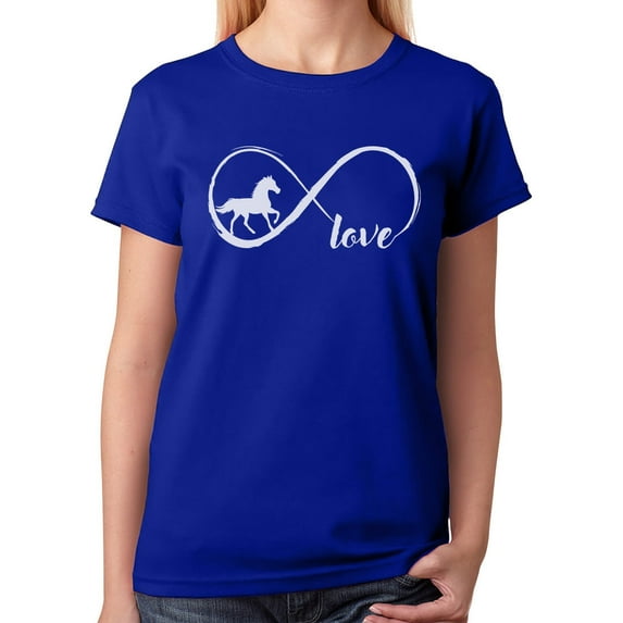 Tstars - Gift For Horse Lover Infinite Love Women T-Shirt Medium Blue