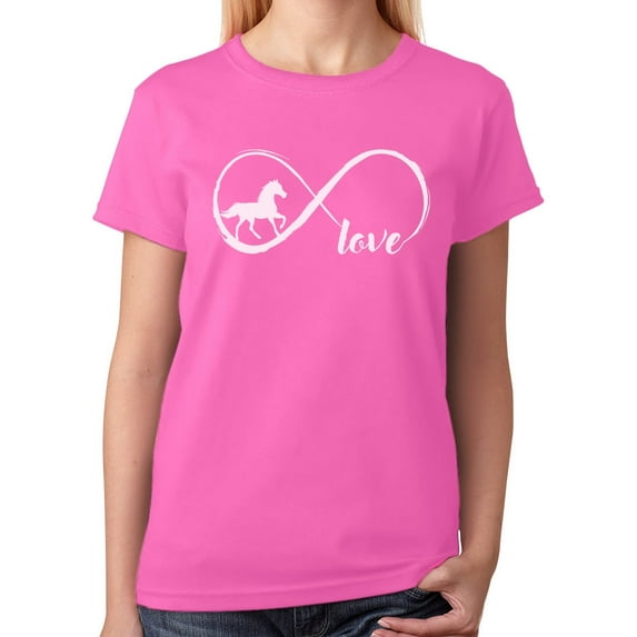 Tstars - Gift For Horse Lover Infinite Love Women T-Shirt Small Pink
