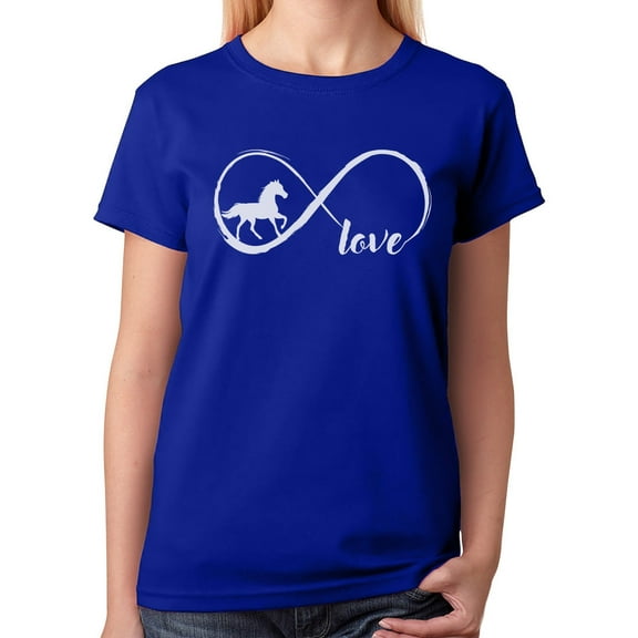 Tstars - Gift For Horse Lover Infinite Love Women T-Shirt X-Large Blue