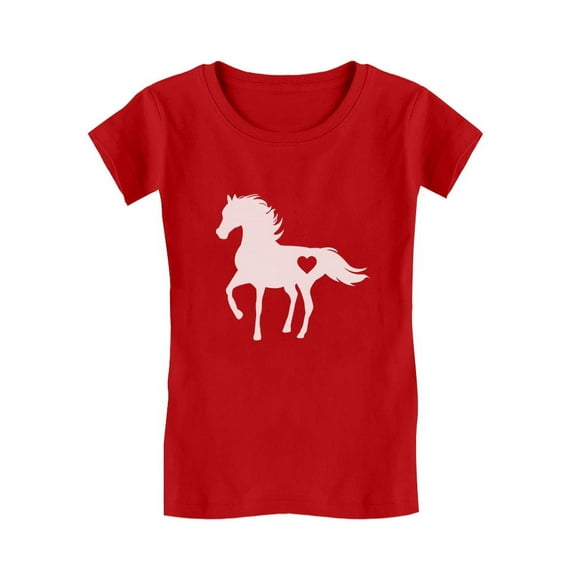 Tstars - Gift For Horse Lover Love Horses Toddler/Kids Girls' Fitted T-Shirt 2T Red