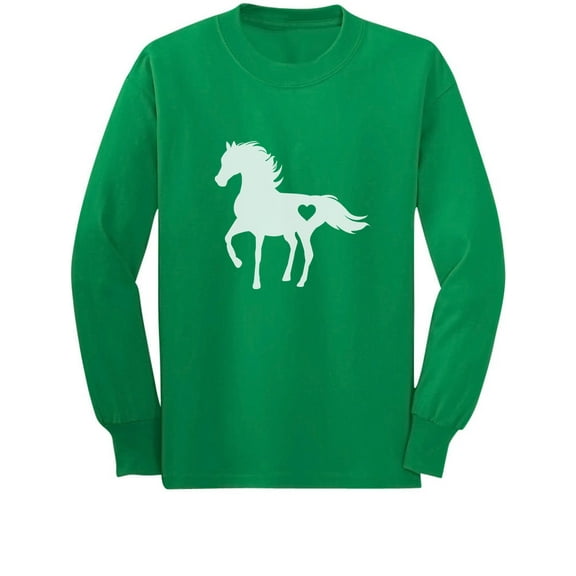 Tstars - Gift For Horse Lover Love Horses Youth Kids Long Sleeve T-Shirt Small Green