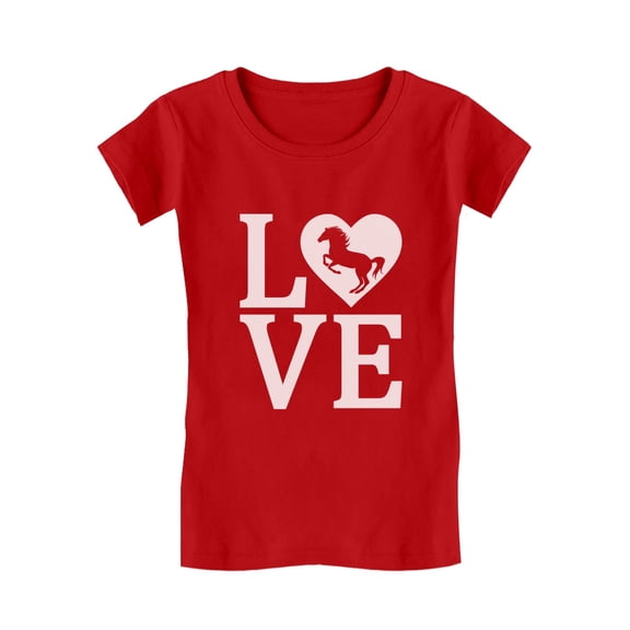 Tstars Girl's Horse Lover Shirt - Kids Equestrian Clothes - Horse Birthday Gift - Horse-Themed Graphic Tee - Perfect Equestrian Gifts for Girls - Love Horses Fitted T-Shirt for Kids