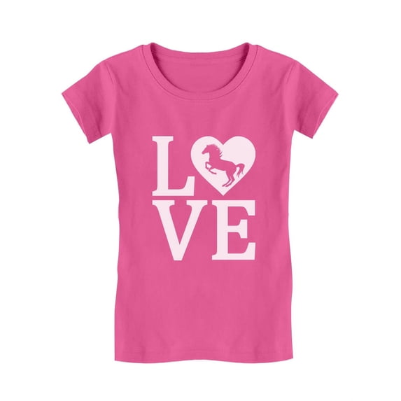Tstars Girl's Horse Lover Shirt - Kids Equestrian Clothes - Horse Birthday Gift - Horse-Themed Graphic Tee - Perfect Equestrian Gifts for Girls - Love Horses Fitted T-Shirt for Kids