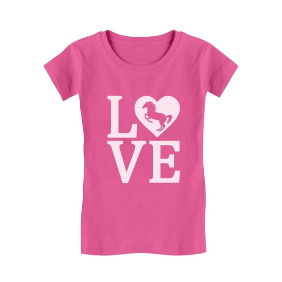 Tstars Girl's Horse Lover Shirt - Kids Equestrian Clothes - Horse Birthday Gift - Horse-Themed Graphic Tee - Perfect Equestrian Gifts for Girls - Love Horses Fitted T-Shirt for Kids