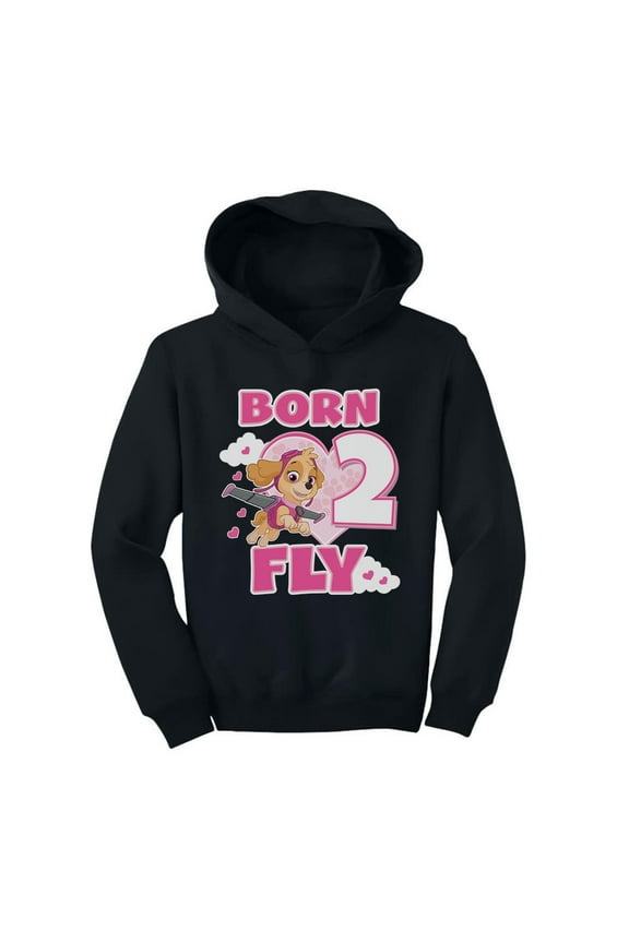 Girls 2nd Birthday Gift Birthday Gift for 2 Year Old Paw Patrol Skye Born 2 Fly 2nd Birthday Shirts for Girl B Day Birthday Party Toddler Hoodie