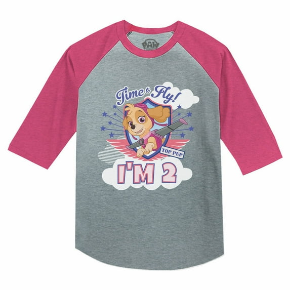 Tstars Girls 2nd Birthday Gift Birthday Gift for 2 Year Old Skye I'm 2 Paw Patrol 2nd Birthday Shirts for Girl B Day Birthday Party 3-4 Sleeve Baseball Jersey Girl Toddler Shirt