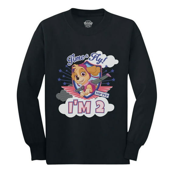 Tstars Girls 2nd Birthday Gift Shirt Birthday Gift for 2 Year Old Skye Birthday Girl Paw Patrol 2nd Birthday Shirts for Girl B Day Birthday Party Toddler Kids Long Sleeve T Shirt