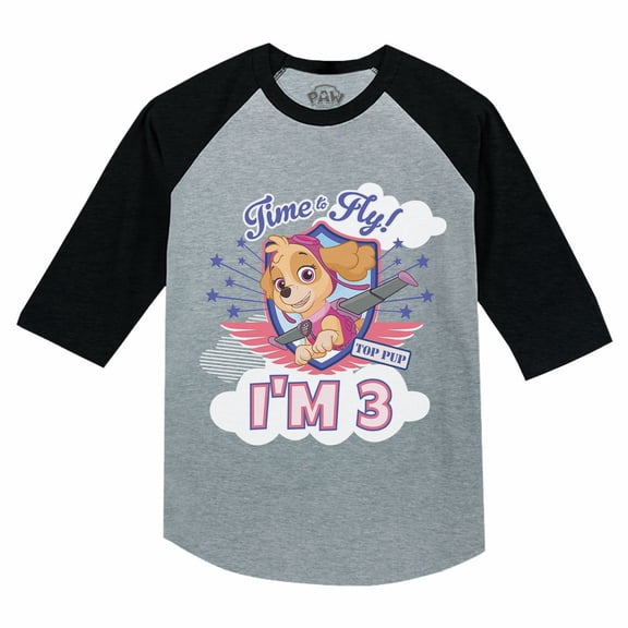Tstars Girls 3rd Birthday Gift Shirt Birthday Gift for 3 Year Old Paw Patrol Skye Birthday Shirts for Girl Party B Day Birthday Party 3-4 Sleeve Baseball Jersey Toddler Shirt