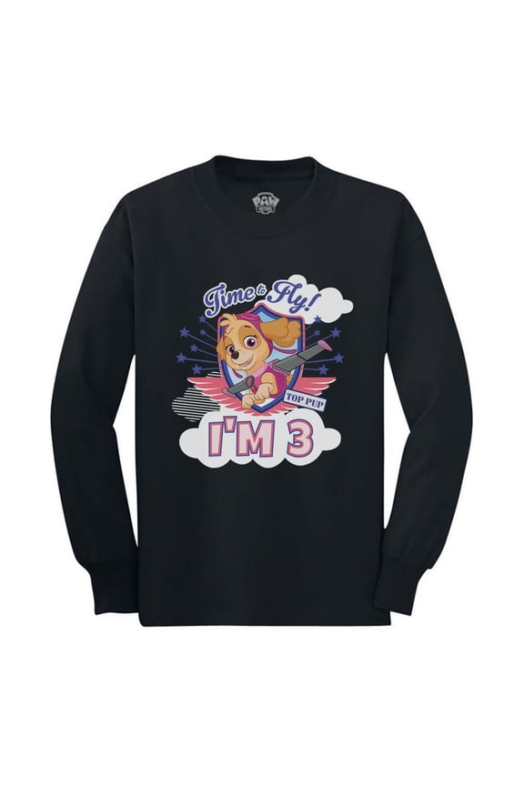 Girls 3rd Birthday Gift Shirt Birthday Gift for 3 Year Old Paw Patrol Skye Birthday Shirts for Girl Birthday Girl Party B Day Birthday Party Toddler Kids Long Sleeve T Shirt