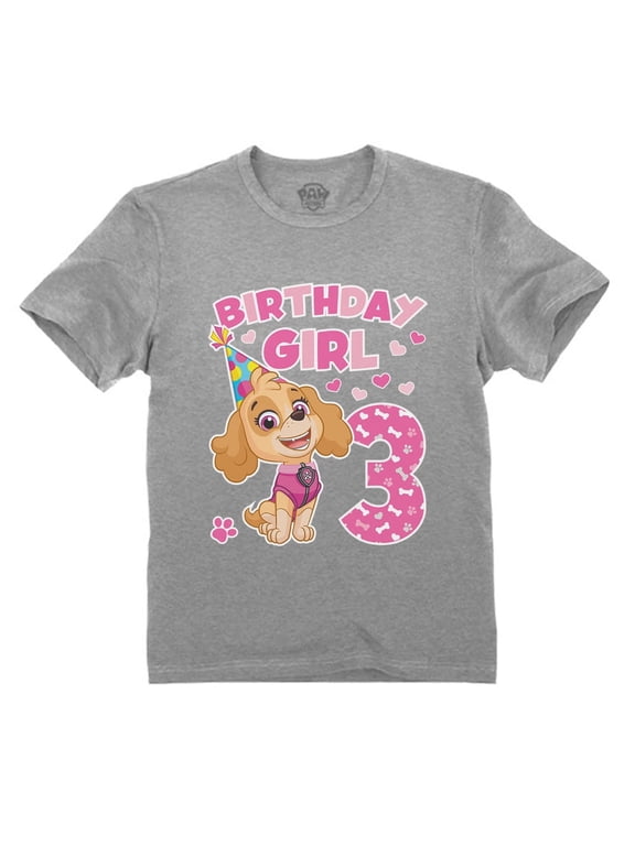 Girls 3rd Birthday Gift Shirt - Paw Patrol Skye Graphic Tee - Toddler Kids Party Wear - Perfect Gift for Paw Patrol Lovers