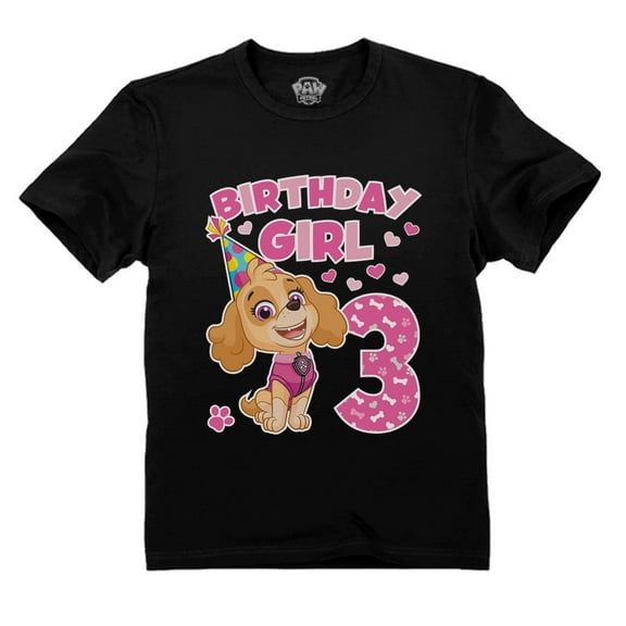 Tstars Girls 3rd Birthday Gift Shirt - Paw Patrol Skye Graphic Tee - Toddler Kids Party Wear - Perfect Gift for Paw Patrol Lovers