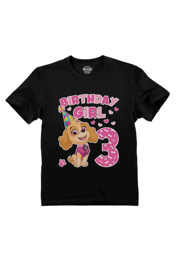 Girls 3rd Birthday Gift Shirt - Paw Patrol Skye Graphic Tee - Toddler Kids Party Wear - Perfect Gift for Paw Patrol Lovers