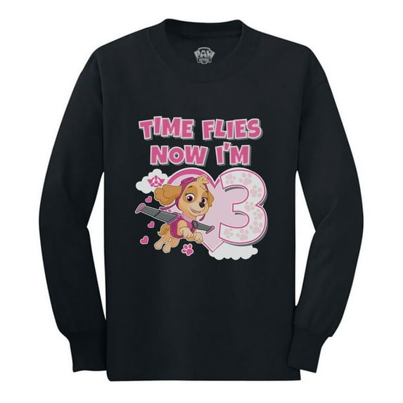 Tstars Girls 3rd Birthday Gift Tshirt Birthday Gift for 3 Year Old Paw Patrol Skye Birthday Shirts for Girl Graphic Tee Party B Day Birthday Party Toddler Kids Long Sleeve T Shirt