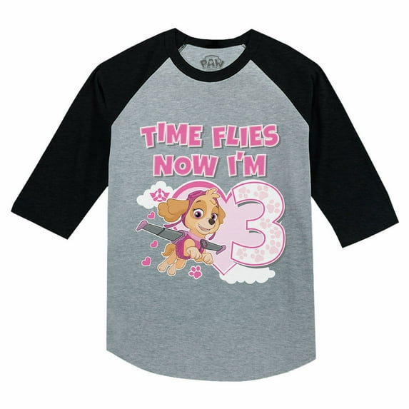 Tstars Girls 3rd Birthday Gift Tshirt Birthday Gift for 3 Year Old Paw Patrol Skye Birthday Shirts for Girl Party Graphic Tee Girl B Day Birthday Party Gift 3-4 Sleeve Baseball Jersey Toddler Shirt
