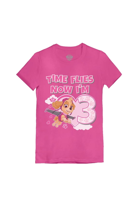 Girls' 3rd Birthday T-Shirt - Paw Patrol Skye Theme - Perfect Gift for Three-Year-Old - Nickelodeon Graphic Tee - Ideal for Birthday Party - Comfortable, Fitted Girls' Tee