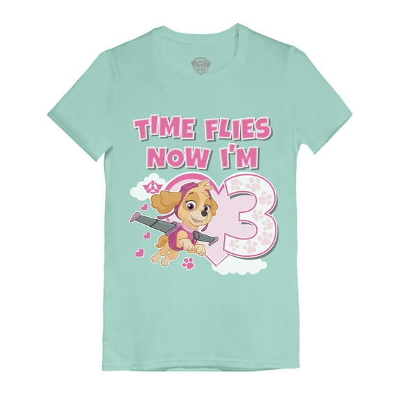 Tstars Girls' 3rd Birthday T-Shirt - Paw Patrol Skye Theme - Perfect Gift for Three-Year-Old - Nickelodeon Graphic Tee - Ideal for Birthday Party - Comfortable, Fitted Girls' Tee