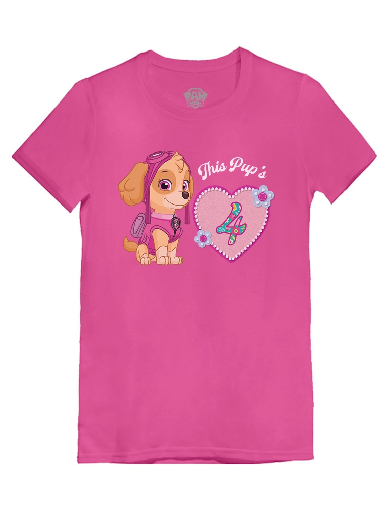 Tstars Girls 4th Birthday Gift Official Paw Patrol Skye Shirt Birthday Gift for 4 Year Old Birthday Gift for Girls Toddler Kids Birthday Party B Day Girls Fitted T Shirt - image 1 of 3