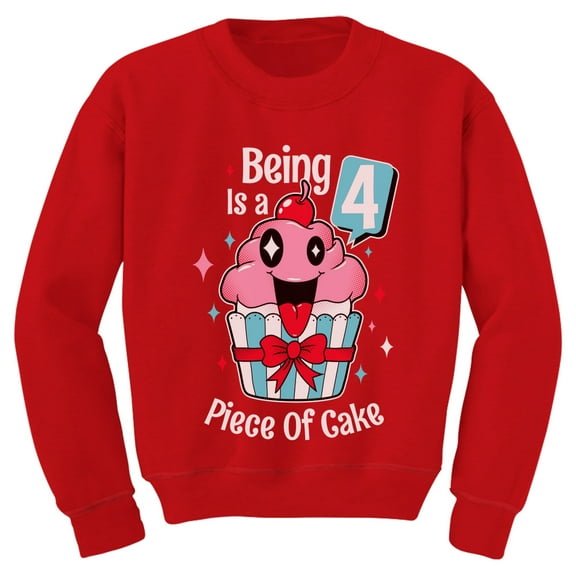 Tstars Girls 4th Birthday Gift for 4 Year Old Cupcake Birthday Shirts for Girl Funny Humor Graphic B Day Birthday Party Girl Toddler Kids Sweatshirt