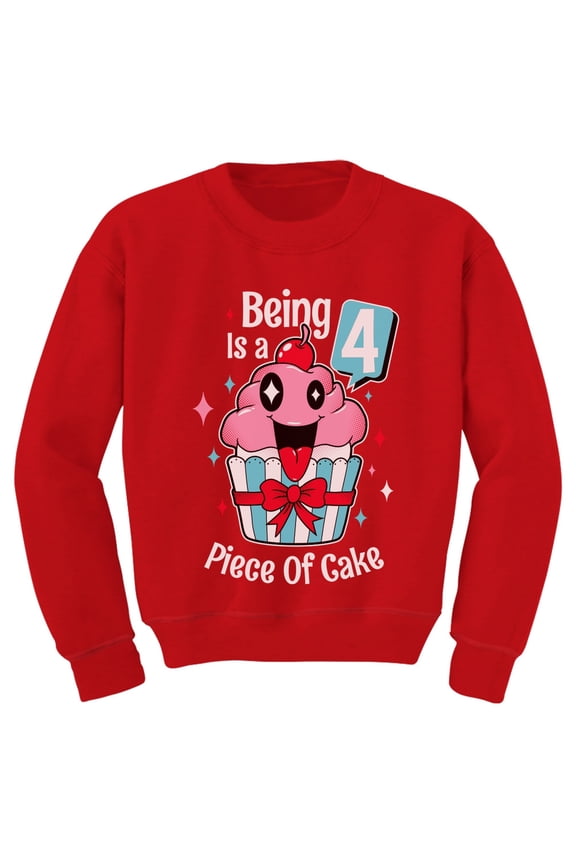 Girls 4th Birthday Gift for 4 Year Old Cupcake Birthday Shirts for Girl Funny Humor Graphic B Day Birthday Party Girl Toddler Kids Sweatshirt