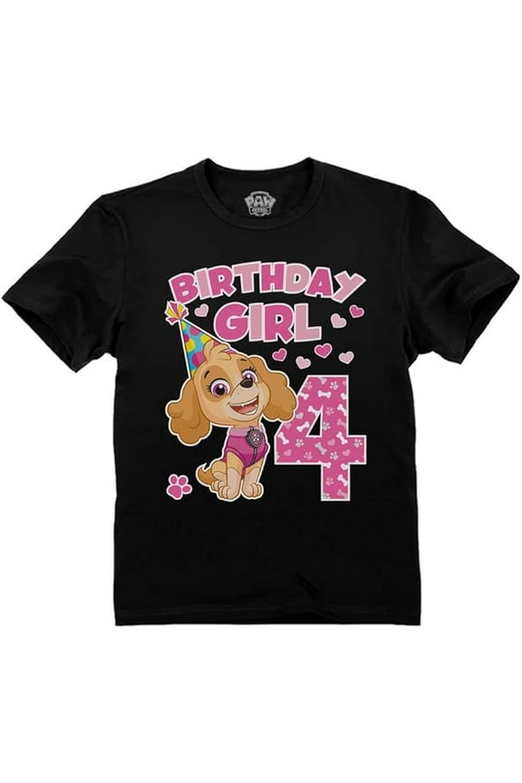 Nickelodeon Paw Patrol Skye Girls' 4th Birthday T-Shirt - Toddler Size - 4T, Black
