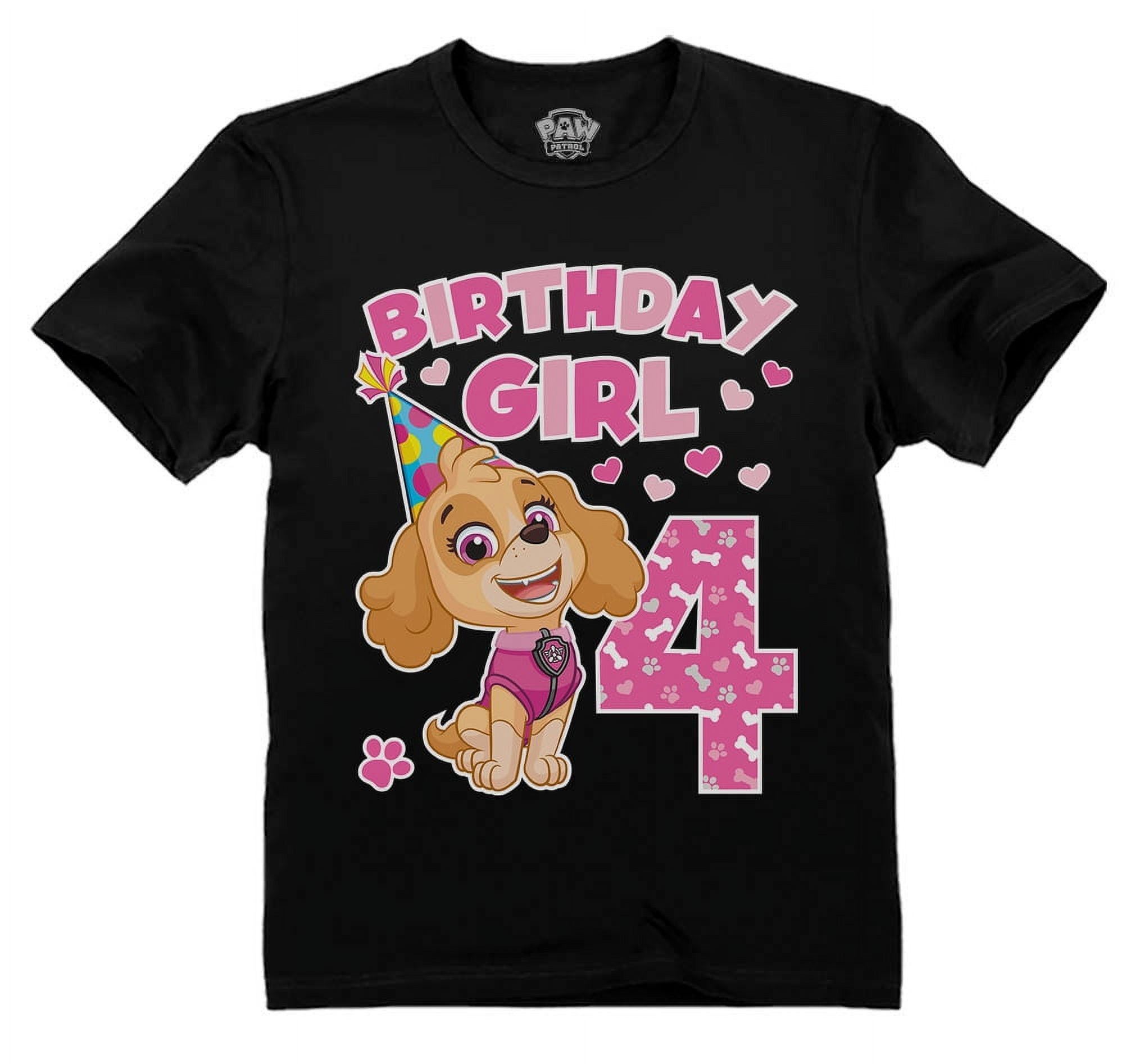 Tstars Girls 4th Birthday T-shirt - Paw Patrol Skye Themed Graphic Tee