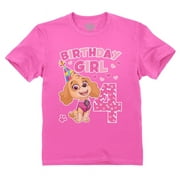 Tstars Girls 4th Birthday T-shirt - Paw Patrol Skye Themed Graphic Tee - Perfect Birthday Gift for 4-Year-Old Toddler - Ideal for Birthday Party Celebration