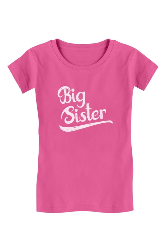 Girls Big Sister Fitted T-Shirt - Perfect Gift for Siblings - Ideal for Birth Announcements, Baby Showers, Birthdays - Cute Graphic Tee for Girls - Celebrate Sisterhood and Family