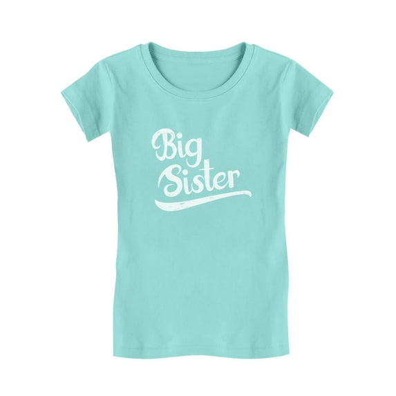 Tstars Girls Big Sister Fitted T-Shirt - Perfect Gift for Siblings - Ideal for Birth Announcements, Baby Showers, Birthdays - Cute Graphic Tee for Girls - Celebrate Sisterhood and Family