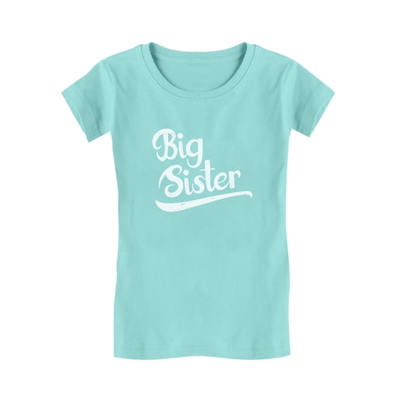 Tstars Girls Big Sister Fitted T-Shirt - Perfect Gift for Siblings - Ideal for Birth Announcements, Baby Showers, Birthdays - Cute Graphic Tee for Girls - Celebrate Sisterhood and Family