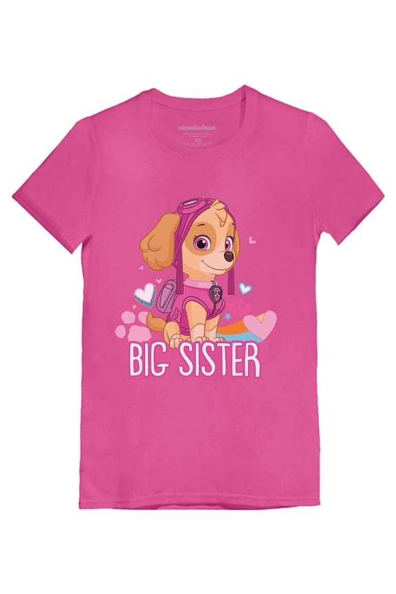 Girls Big Sister Paw Patrol Shirt - Skye-Themed Tee for Kids - Perfect Birthday Gift for Young Fans - Officially Licensed Nickelodeon Outfit - Celebration Wear for Party Events
