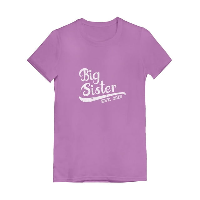 Tstars Girls Big Sister Shirt Big Sister Est 2021 Lovely Best Sister Cute B Day Gifts for Sister Birthday Graphic Tee Sibling Gift Funny Sis Girls Fitted Kids Short Sleeve Child T Shirt