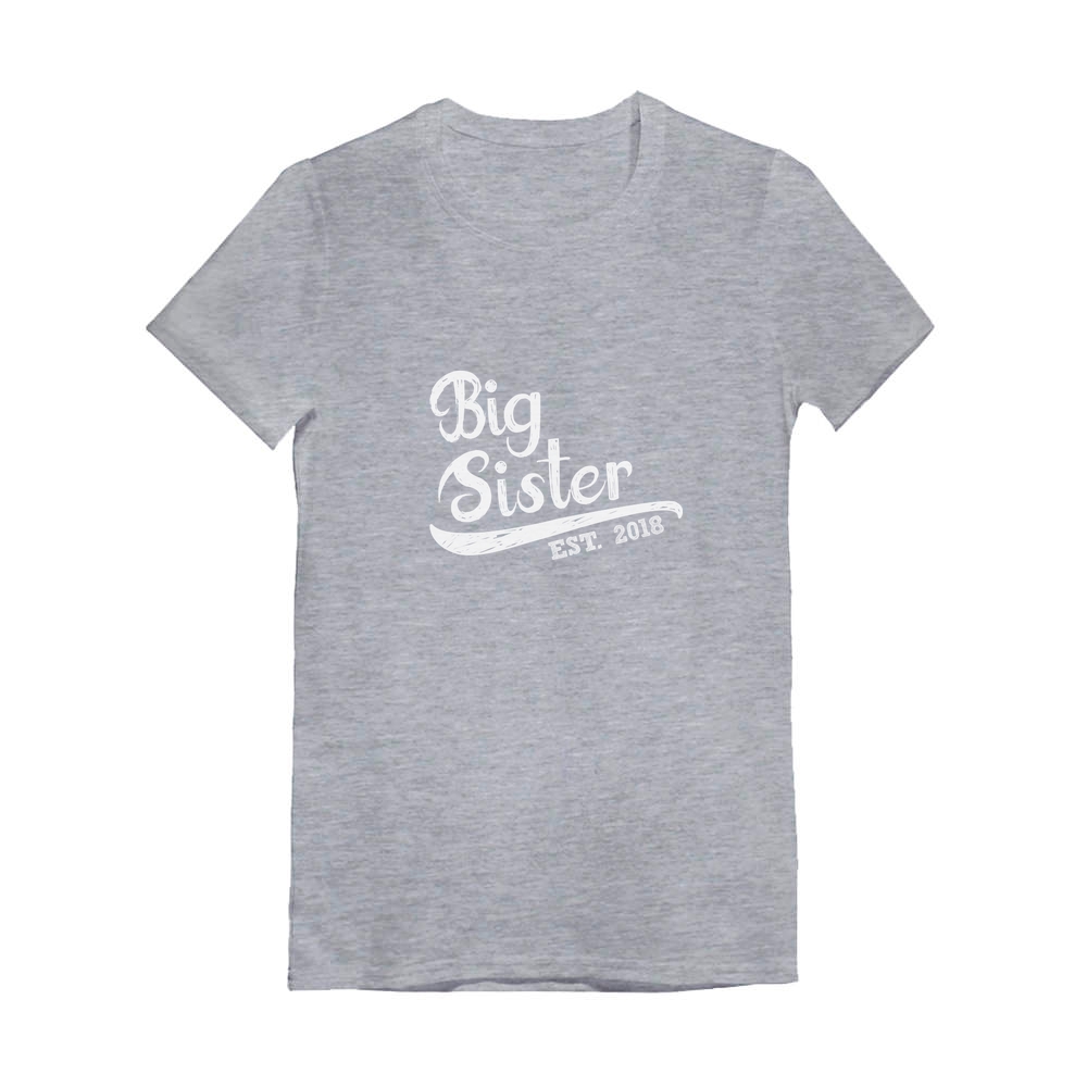 Tstars Girls Big Sister Shirt Big Sister Est 2021 Lovely Best Sister Cute B Day Gifts for Sister Birthday Graphic Tee Sibling Gift Funny Sis Girls Fitted Kids Short Sleeve Child T Shirt - image 1 of 6