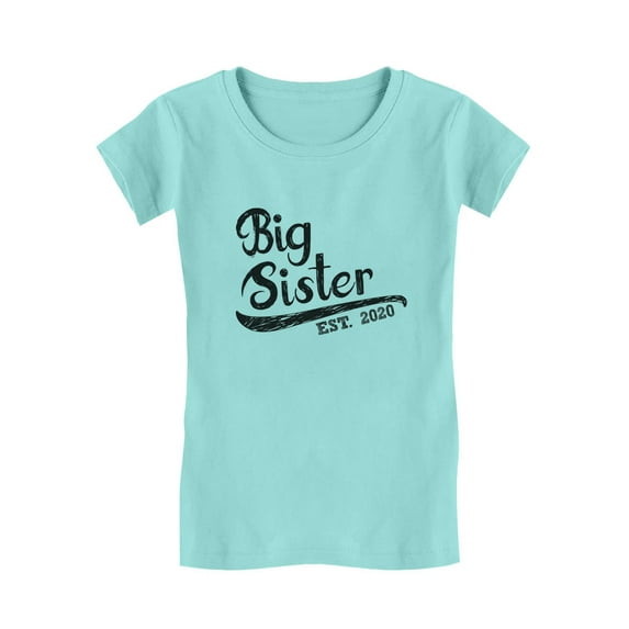 Tstars Girls Big Sister Shirt Lovely Best Sister Big Sister Est 2020 Cute B Day Gifts for Sister Gift for Daughter Girls Sibling Gifts Funny Sis Toddler Kids Girls Fitted Child Birthday T Shirt